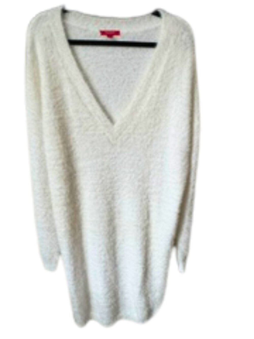 GUESS Los Angeles Women’s Fuzzy Knit Warm Soft Sweater Dress Tunic Ivory XL - Picture 2 of 6